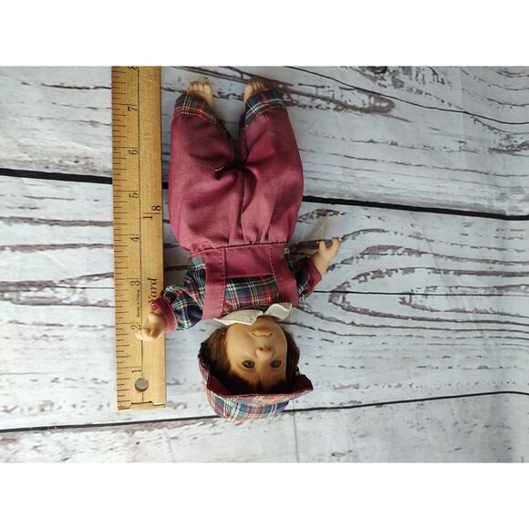 Palm Pals Bean Bag Kids Doll Boy Red Green Plaid, Sad Face Nose Running Read - Picture 7 of 11